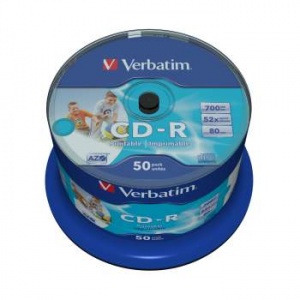 VERBATIM CD-R 80 52x DL+ CB/50 Full Ink Print