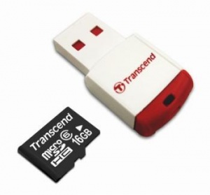 16GB ����� ������ Transcend Transflash (MicroSDHC Class6)  + P3 reader NEW