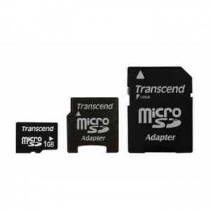 1GB ����� ������ Transcend MicroSD (Transflash) + 2 �������� (SD/MiniSD)